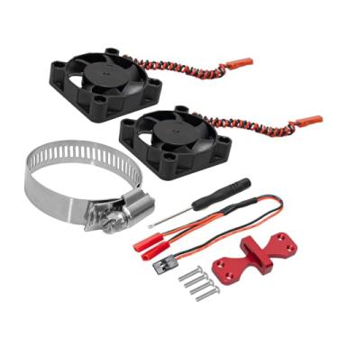 Imagem de Almencla Kit de dissipador de calor com motor RC PP com 2 ventiladores para veículos 1/7 1/8 1/10, ajustável profissional, 40x40mm