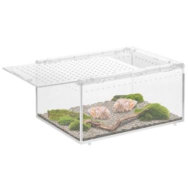 Imagem de Tanque de terrário de répteis de PC, habitat de tartaruga transparente respirável com design de capa deslizante, gabinete - gaiola de lagarto à prova de fuga, kit de iniciante de aranha para cobras