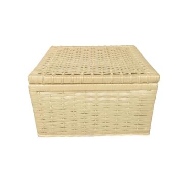 Imagem de Baú Cesta Caixa Organizadora De Fibra Sintética 40x32x23,Quarto, cozinha, varanda, banheiro(Palha)
