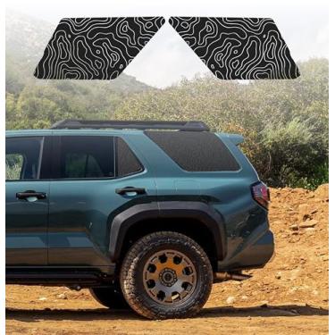 Imagem de Decalques de janela traseira de mapa topográfico pré-cortados para 4Runner 2025 – Adesivos de vinil SUV Adventure Contour Lines – Revestimento de vidro traseiro off-road para ambientes externos em