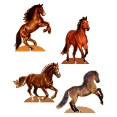 Imagem de KIT 4 Displays Cavalo 20cm - Vinil Fosco Sem Reflexo - Totem Decoração Festa Infantil Aniversário