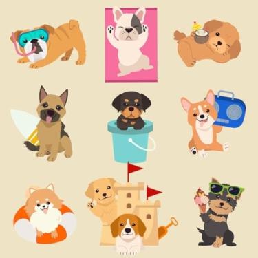 Imagem de Adesivo de Animais para Quarto Infantil Decorativo Tema Verão e Fofo - Papel de Parede Kawaii para Crianças 40x40cm