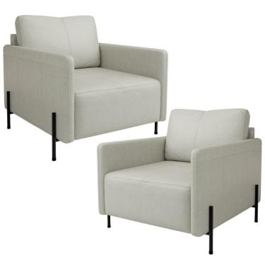 Imagem de Kit 2 Poltronas Decorativa Para Sala Living Pés Industrial Domani L06 Veludo Gelo - Lyam Decor