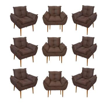Imagem de Kit 09 Cadeiras Poltronas Opala Clinica Salão Balaqui Decor Cor:marrom