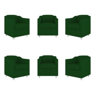 Imagem de Kit 6 Cadeiras Poltronas Decorativas Espera Clinica Dentista Cor:verde