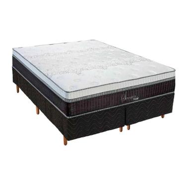Imagem de Cama Box Queen: Colchão Molas Ensacadas Polar MasterPocket Serenatta + Base CRC Rústico Black(158x198)