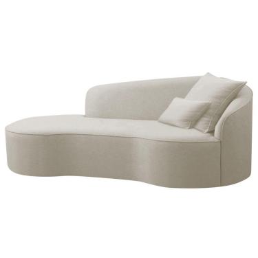 Imagem de Divã Recamier Curvo Sala De Estar Inglaterra 150cm Lado Esquerdo Linho Bege