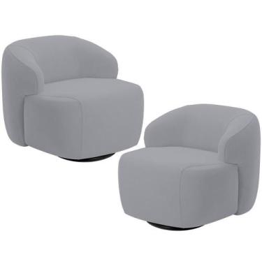 Imagem de Kit 02 Poltronas Decorativa Orgânica Giratória Para Sala Living Barolo