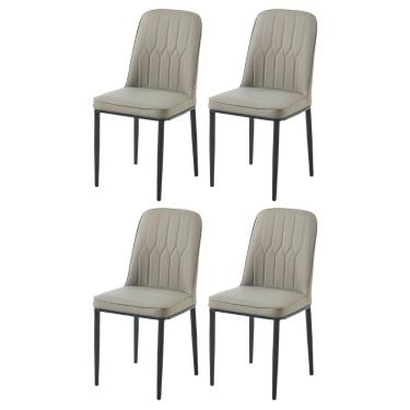Imagem de Kit 4 Cadeiras V1006 Rivatti 44cm Tecido Nude-aço Preto
