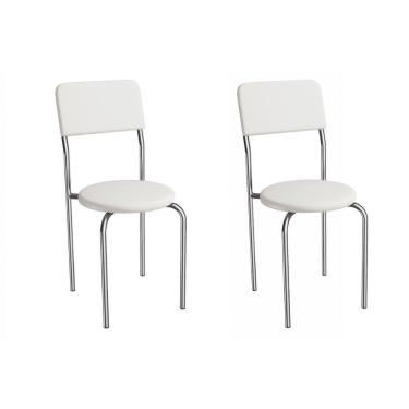 Imagem de Cadeira Sala De Jantar Mali 2c136cr Aço Kit 2 Un Cromado/ano Branco - Kappesberg