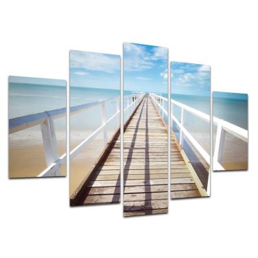 Imagem de Kit Placa Quadro Decorativo 5 Pçs 3d Borda Infinita Ponte 2