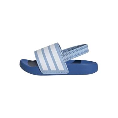 Imagem de adidas Sandália esportiva unissex Adilette Estrap, Céu claro/branco/azul royal brilhante, 5 Infant