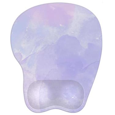 Imagem de Mouse pad com descanso de pulso mouse pad ergonômico com suporte de pulso confortável em forma de M para alívio da dor Base de PU antiderrapante para laptop, escritório e casa (lavanda)