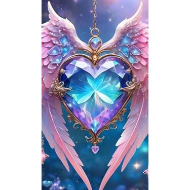 Imagem de ARTGOTO Kits de pintura de arte de diamante extra grande para adultos, 60 x 105 cm, asas de anjo do amor, uma broca redonda completa, pontos de diamante, tamanho extra grande para presentes de