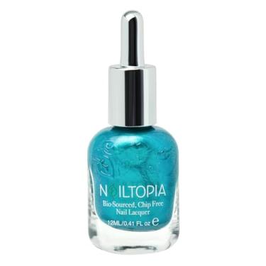 Imagem de Nailtopia - Verniz de unhas sem lascas à base de plantas - não tóxico, de origem biológica, de longa duração, esmalte fortalecedor - Unhas no alho-poró (azul-verde) - 11,6 g