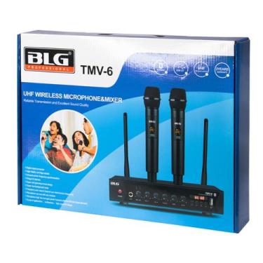 Imagem de Microfone BLG TMV-6 - Sem Fio - USB - 2 Microfones - Uhf - Karaoke - P