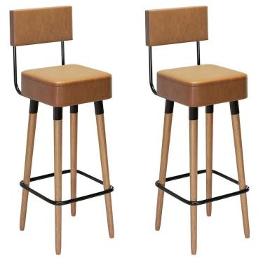 Imagem de Kit 2 Banquetas Para Bancada Estofada Bariloche Amarula