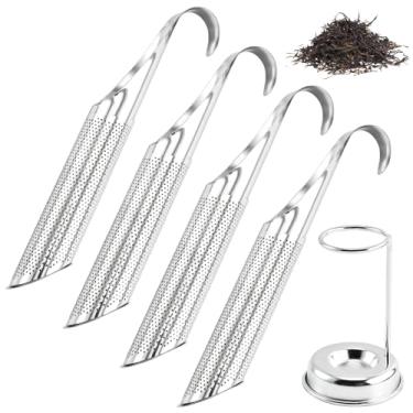 Imagem de Coador de chá de aço, aço inoxidável 304, conjunto de 4 peças de difusor de chá, ganchos circulares, uso doméstico e em viagens, material seguro para alimentos, lava-louças