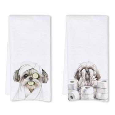 Imagem de Cabana Bro Toalhas de mão engraçadas de banheiro Shih Tzu, presentes Shih Tzu para mulheres, papel higiênico engraçado toalhas de mão para cachorro para decoração de banheiro, presentes de mãe para