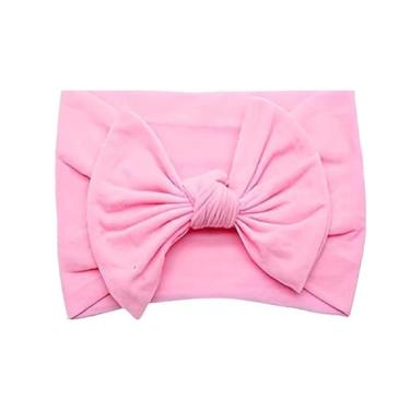 Imagem de Laços De Cabelo Infantil Menina Turbantes De Bebê Fixa Grossa Rosa Tulipa
