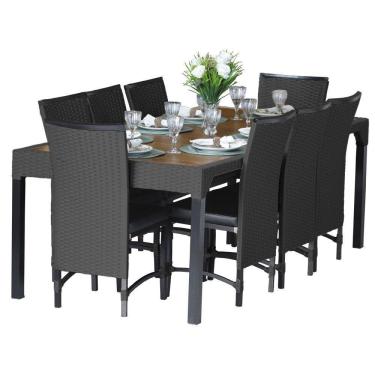 Imagem de 8 Cadeiras Cannes Corda Náutica E Mesa Com Tampo - Trama Preto