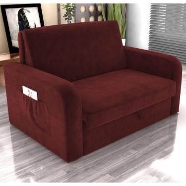 Imagem de Sofá Cama Com Baú 2 Lugares Raheny Veludo Vinho