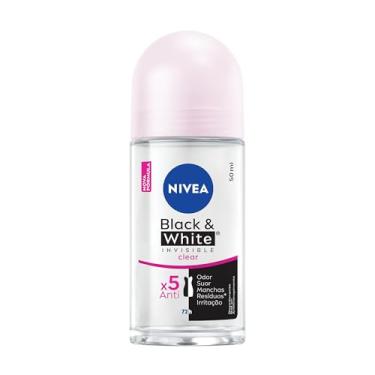 Imagem de NIVEA Desodorante Antitranspirante Roll On Invisible Black & White Clear 50ml - Proteção prolongada de 48h, cuidado suave, ação antibacteriana, fórmula 5 em 1: anti-manchas, anti-odor