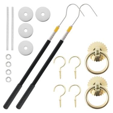 Imagem de 2 conjuntos de ganchos de puxar para baixo no sótão de aço inoxidável eficiente conveniente porta do sótão montagem rápida adequado para loft