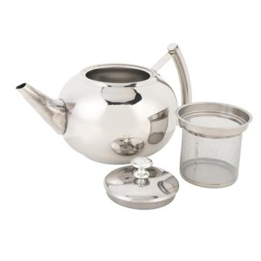 Imagem de Bule de chá de aço inoxidável à prova de vazamentos, alça lateral ergonômica, chaleira com infusor removível para cozinha de escritório doméstico, material premium, design durável (1,5L/1500ml)