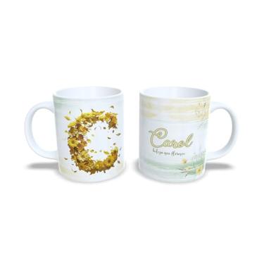 Imagem de Caneca Personalizada com Flores Amarelas, Cerâmica Branca, 325ml, Design Alice Beleza que Floresce (c)