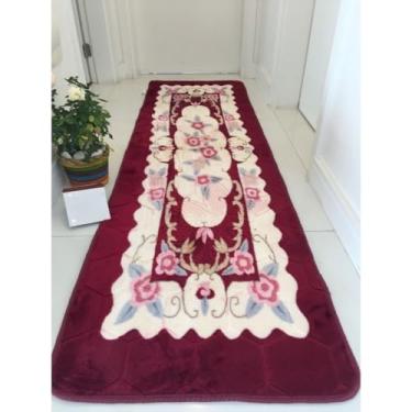 Imagem de Tapete Grande Passadeira 3d Floral E Geometrica 60cm×200cm, 60x90cm Antiderrapante,kit tapete cozinha,tapete de cozinha(Vinho,60x90cm)