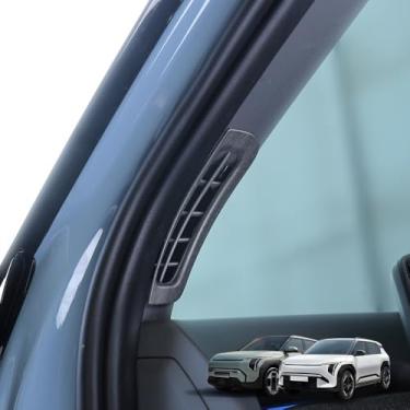 Imagem de Cnaurda Capa de acabamento de moldura de saída de ar de pilar A, capas de acabamento de saída de ar ABS A-Pillar compatíveis com acessórios Kia EV3 LHD 2024-2025 (madeira)