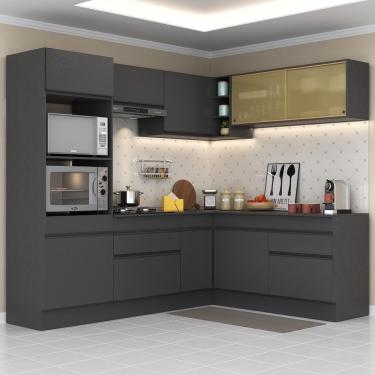 Imagem de Armário De Cozinha De Canto Com Rodapé Multimóveis Preto