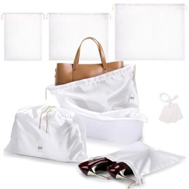 Imagem de Ewen Sacos de pó de cetim com cordão, bolsas organizadoras à prova de poeira para bolsas de mão, organização de sapatos, Branco, 3pcs Mixed, 3 peças mistas