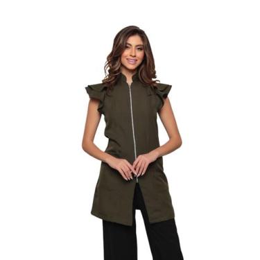 Imagem de Jaleco Feminino Manga Curta Valentina Verde Musgo - Gardenia Jalecos, 