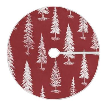 Imagem de Blueangle Saia para árvore de Natal vermelha e branca de 120 cm - poliéster macio e resistente a rugas, decoração de férias para festas de Natal, árvore festiva e decoração de casa (746)