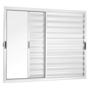 Imagem de Janela Veneziana 3 Folhas Móveis sem Grade Vidro Liso 100x120 Ecosul Esquadrisul