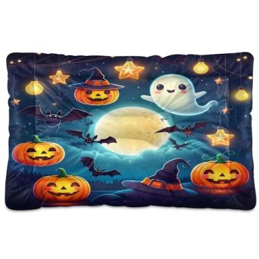 Imagem de SEHANY Cama de Halloween morcegos para cães e gatos com fundo antiderrapante, caixa de canil, colchão macio para animais de estimação, lavável para cães pequenos, médios e grandes, gatos, 91 x 61 cm