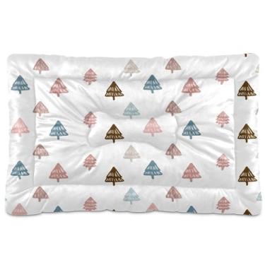 Imagem de SEHANY Cama de árvore de Natal em aquarela para cães e gatos com fundo antiderrapante, caixa de canil, colchão macio para animais de estimação, lavável para cães pequenos, médios e grandes, gatos, 61