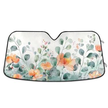 Imagem de ATTX Aquarela Flores Para-brisas Carro Para-brisa 144.8 cm x 80.0 cm Protetor Solar Universal com Proteção UV, Persiana de Janela Frontal Auto Dobrável para Sedans SUVs Caminhões #193