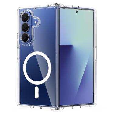 Imagem de WILLONE Capa magnética transparente para Samsung Galaxy Z Fold 7, antiamarelamento, à prova de choque, compatível com carregamento sem fio, transparente
