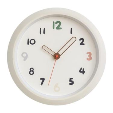 Imagem de Relógio de parede Relógio de parede adorável em estilo creme, silencioso, alimentado por bateria e fácil combinar para decoração de casa(Branco)