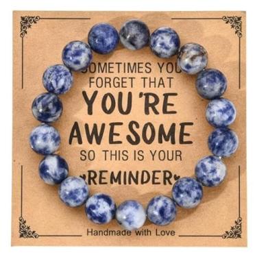 Imagem de Pulseiras de contas presentes para mulheres e homens, pulseira elástica de pedra natural feita à mão, pulseiras de amizade para casais, One Size, Vidro, Sem Pedra Preciosa