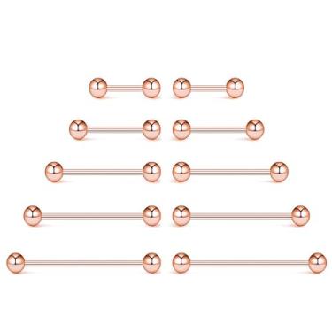 Imagem de NewkeepsR 20G/18G/16G/14G/12G/10G Implante Médico de Aço Barra Piercing de Língua, Barra de Espinha de Bochecha Industrial, Metal, Sem Pedra Preciosa