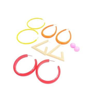 Imagem de Brincos Argola Coloridos Kit 5 Pares em Silicone Cores e Modelos Variados