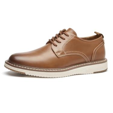 Imagem de CLOWSE Sapato Oxford masculino casual, moderno, para negócios, formal, confortável, para trabalho e escritório, Marrom, 38