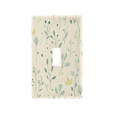 Imagem de Wassud Placa de cobertura de interruptor de luz, capas de tomada decorativas, placa de parede para tomadas elétricas, arte de linha simples, interruptor único 11 x 6 cm