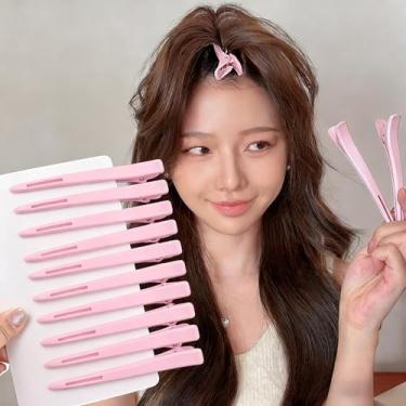 Imagem de 6 peças de clipes de bico de pato sem costura invisível segura fácil de usar, perfeito para pentear sem danificar o grampo de cabelo (6 peças rosa)