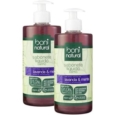 Imagem de Boni Natural Kit 2 Sabonetes Líquidos de Lavanda e Menta, 500ml com óleos naturais de lavanda e menta, sem parabenos, sem DEA, e sem triclosan