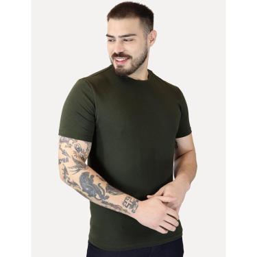 Imagem de Camiseta Calvin Klein Masculina Barra Tag Verde Militar-Masculino